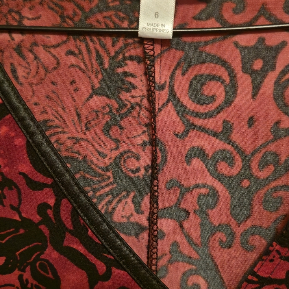 Red and Black Faux Wrap Shift Dress Size 6 Dress Barn - Picture 5 of 5